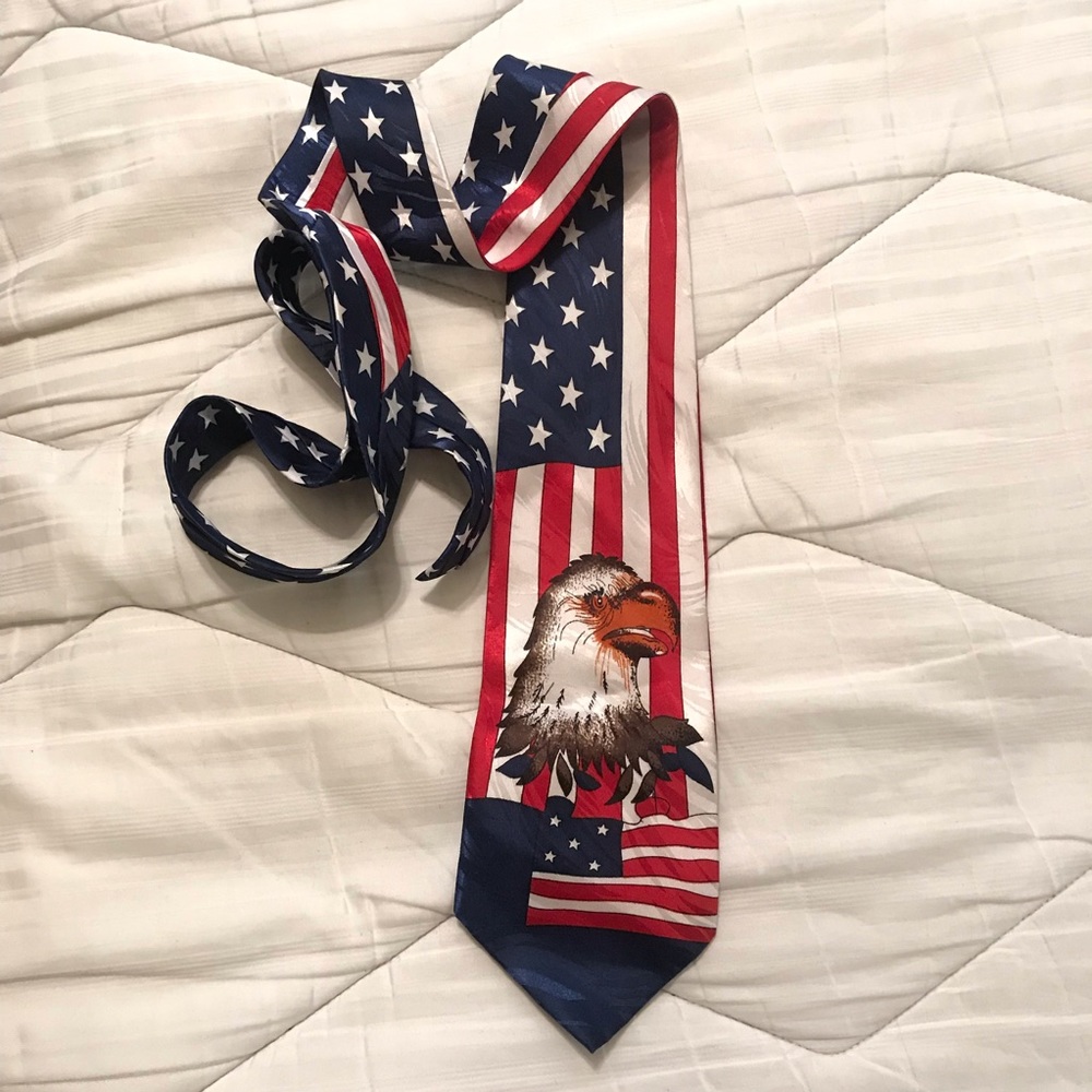American Flag Patriotic Eagle Roberto Cellini Tie